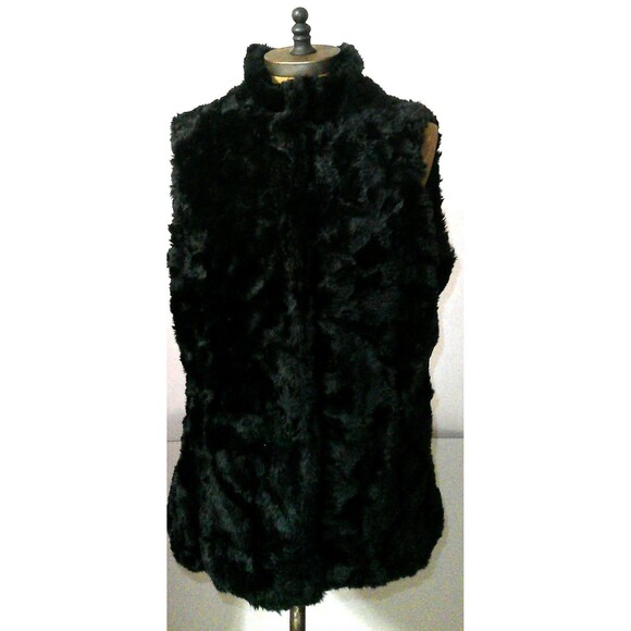 NWT M Womens Weatherproof Faux Fur Vest Lined Black New Snap Closure SOFT Pocket - Picture 2 of 7